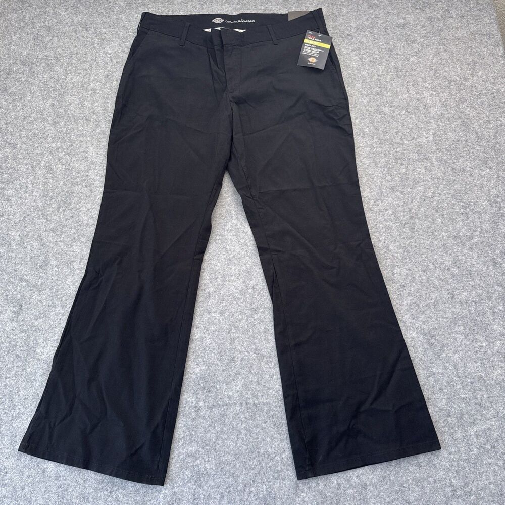 Dickies Womens Flex Twill Pants Size 14Sh Black Slim Fit Boot Cut NWT